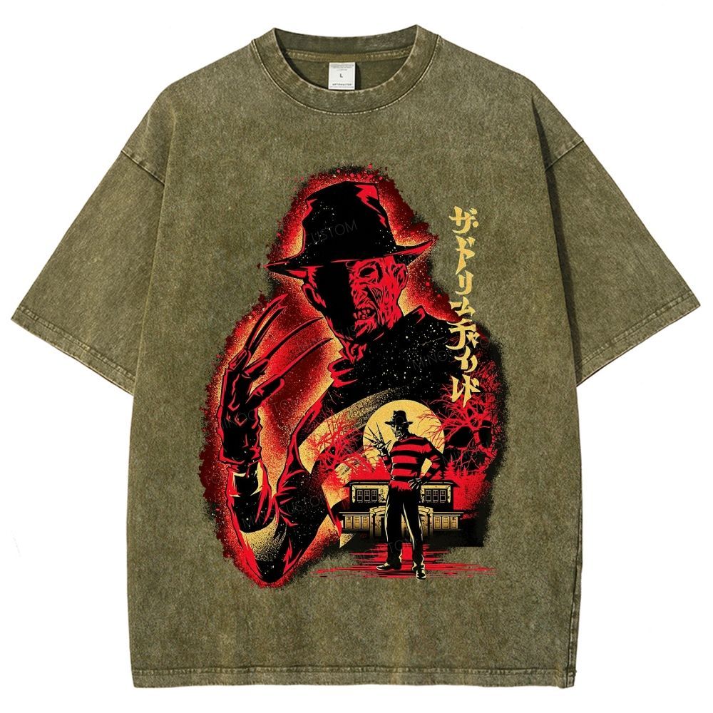Distressed Retro Horror Flyer Grainy Washed T-Shirt