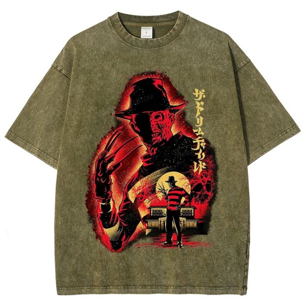 Distressed Retro Horror Flyer Grainy Washed T-Shirt
