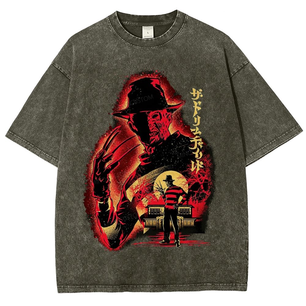 Distressed Retro Horror Flyer Grainy Washed T-Shirt