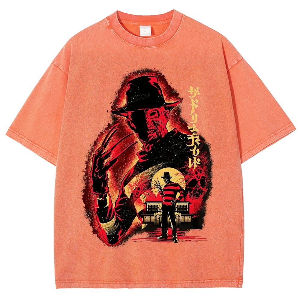 Distressed Retro Horror Flyer Grainy Washed T-Shirt