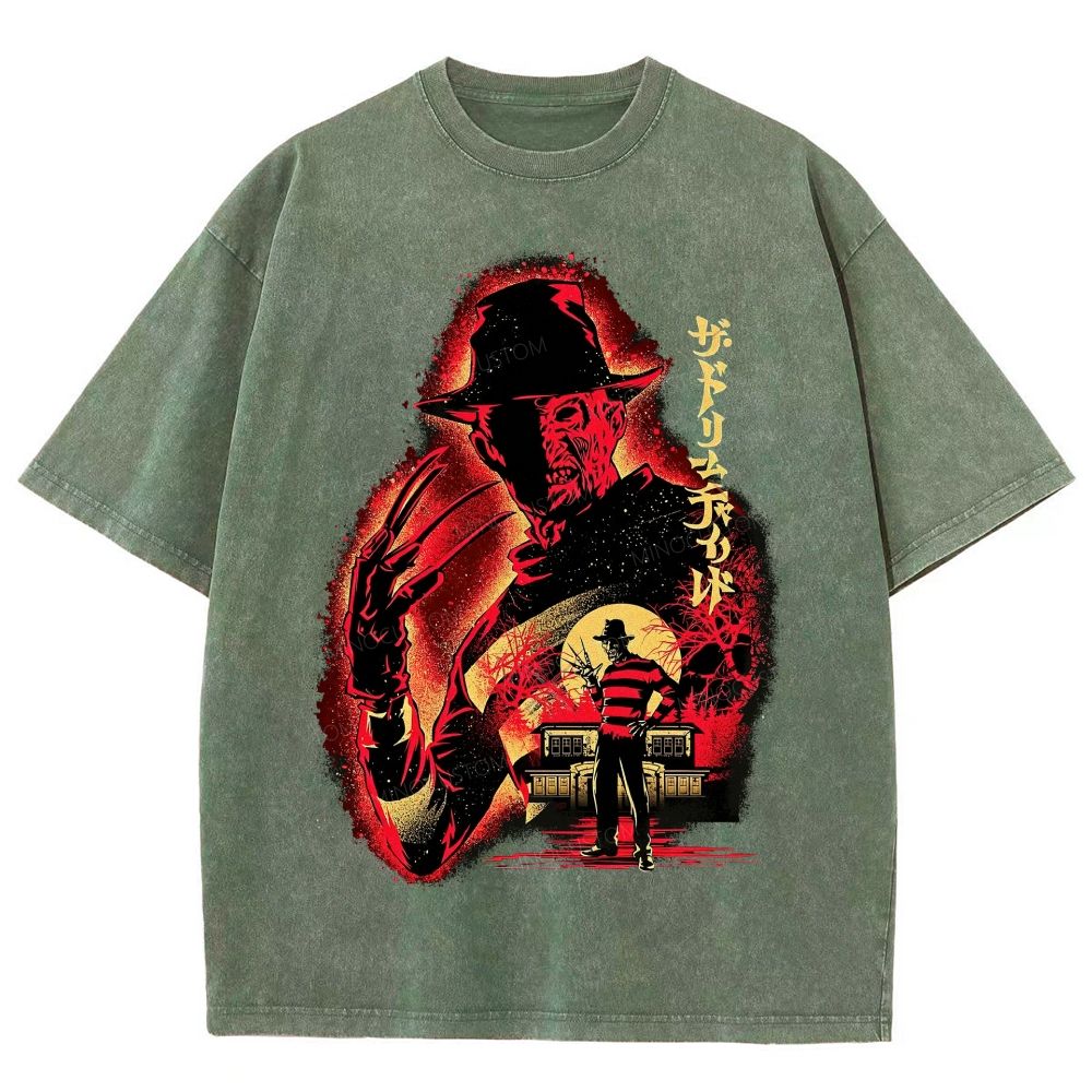 Distressed Retro Horror Flyer Grainy Washed T-Shirt