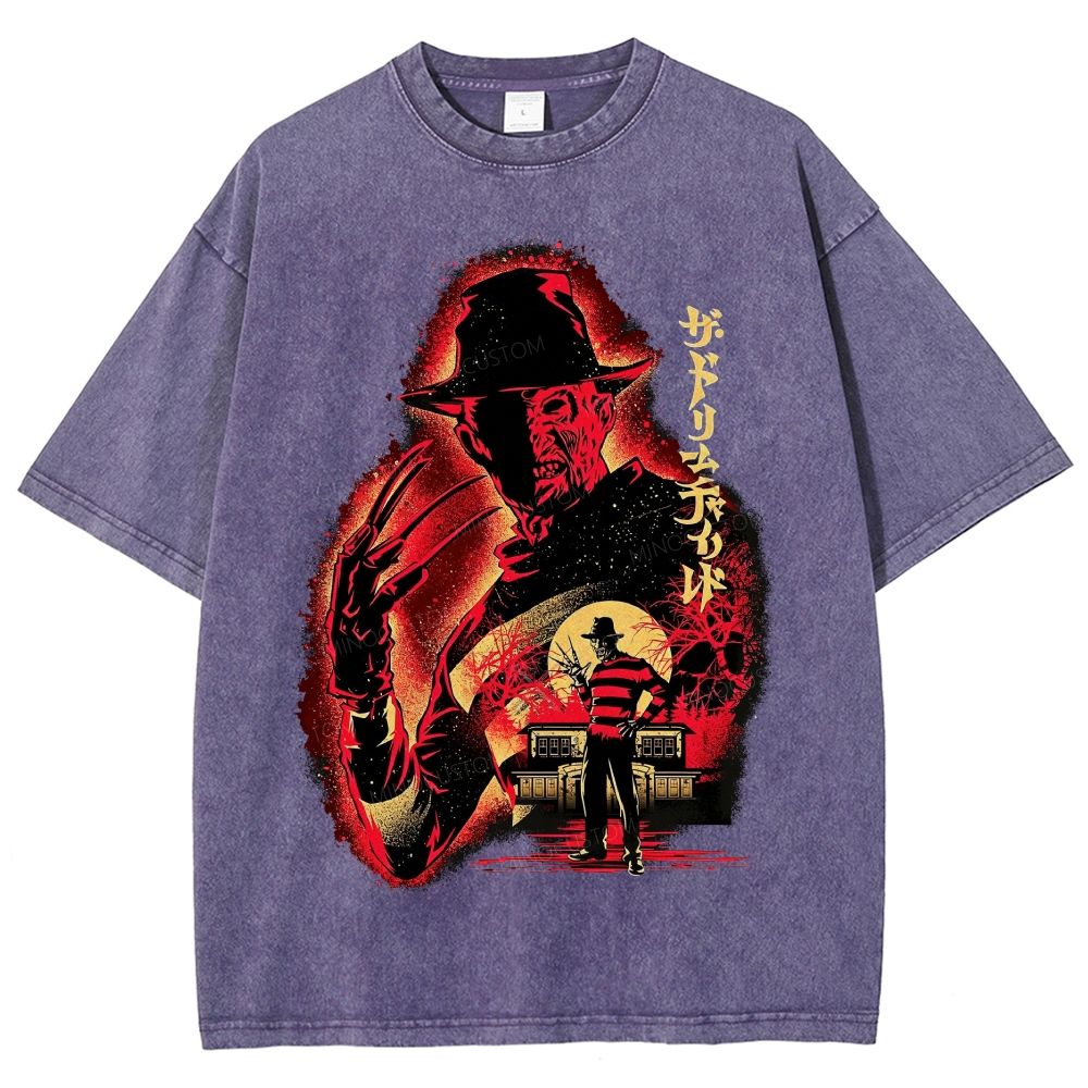 Distressed Retro Horror Flyer Grainy Washed T-Shirt