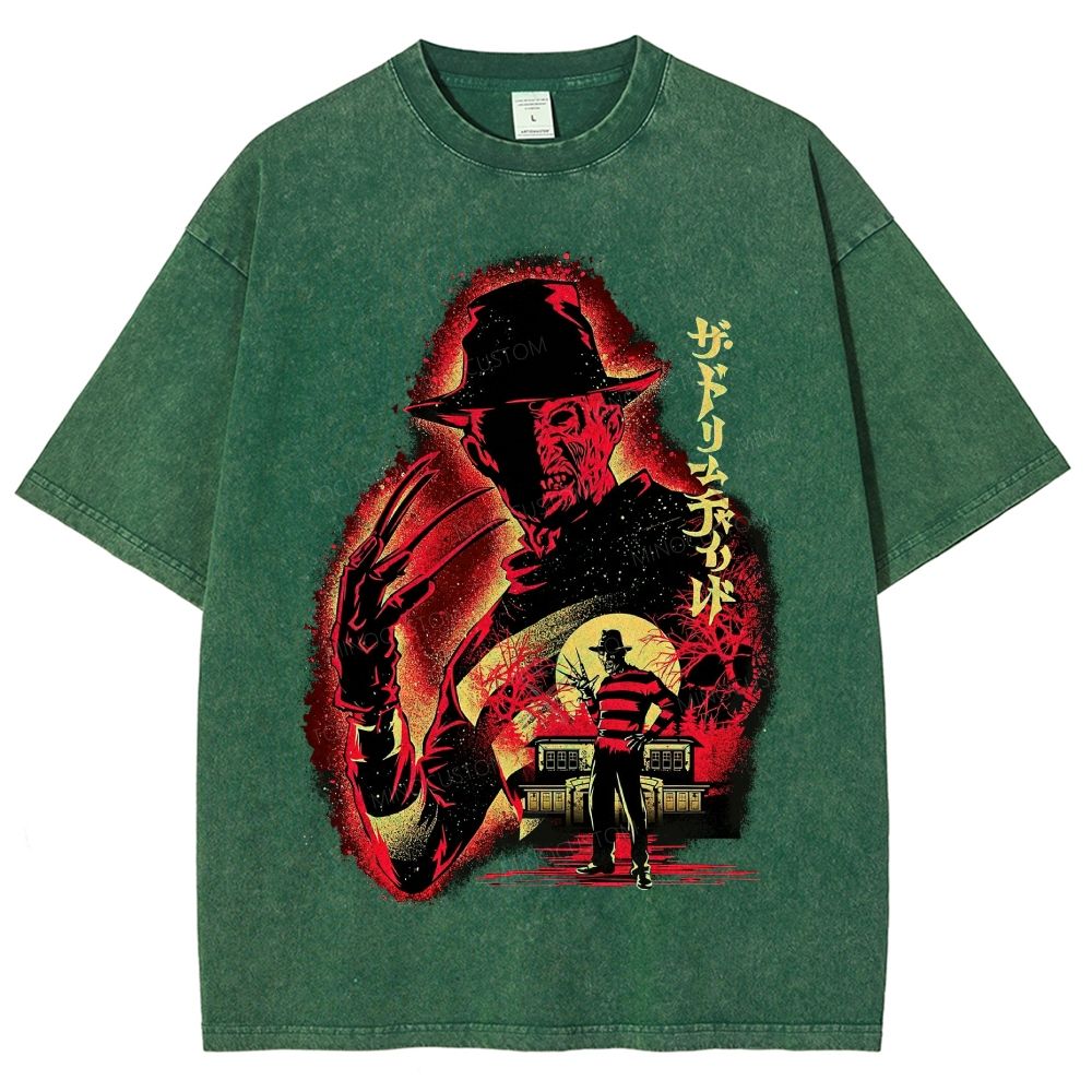 Distressed Retro Horror Flyer Grainy Washed T-Shirt