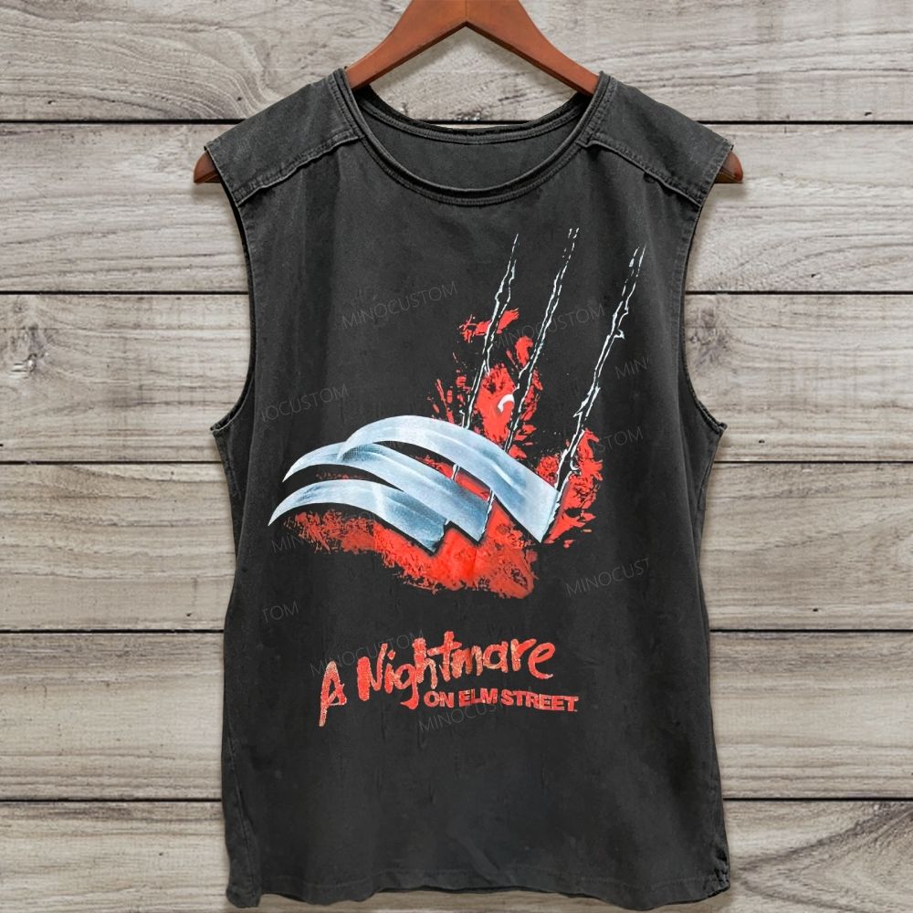 Shadowy Clawed Horror Figure Japanese Kanji Washed Tank Top