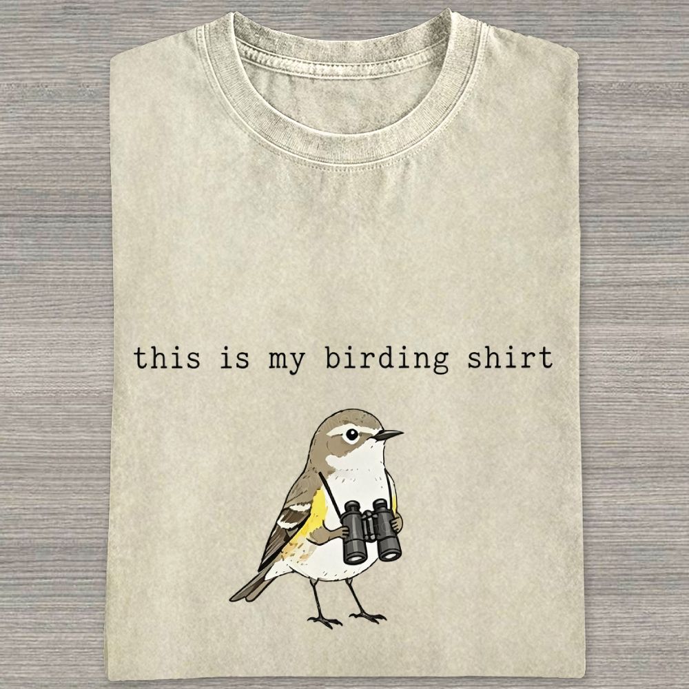 This Is My Birding Shirt Funny Bird Watcher Graphic Washed T-shirt