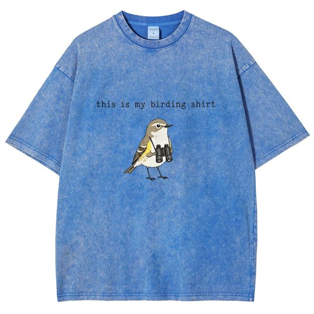 This Is My Birding Shirt Funny Bird Watcher Graphic Washed T-shirt