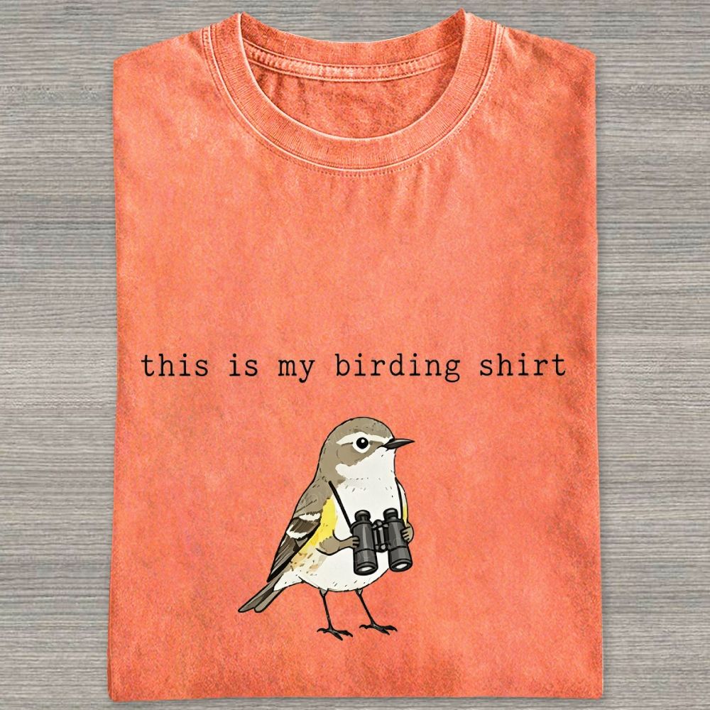 This Is My Birding Shirt Funny Bird Watcher Graphic Washed T-shirt