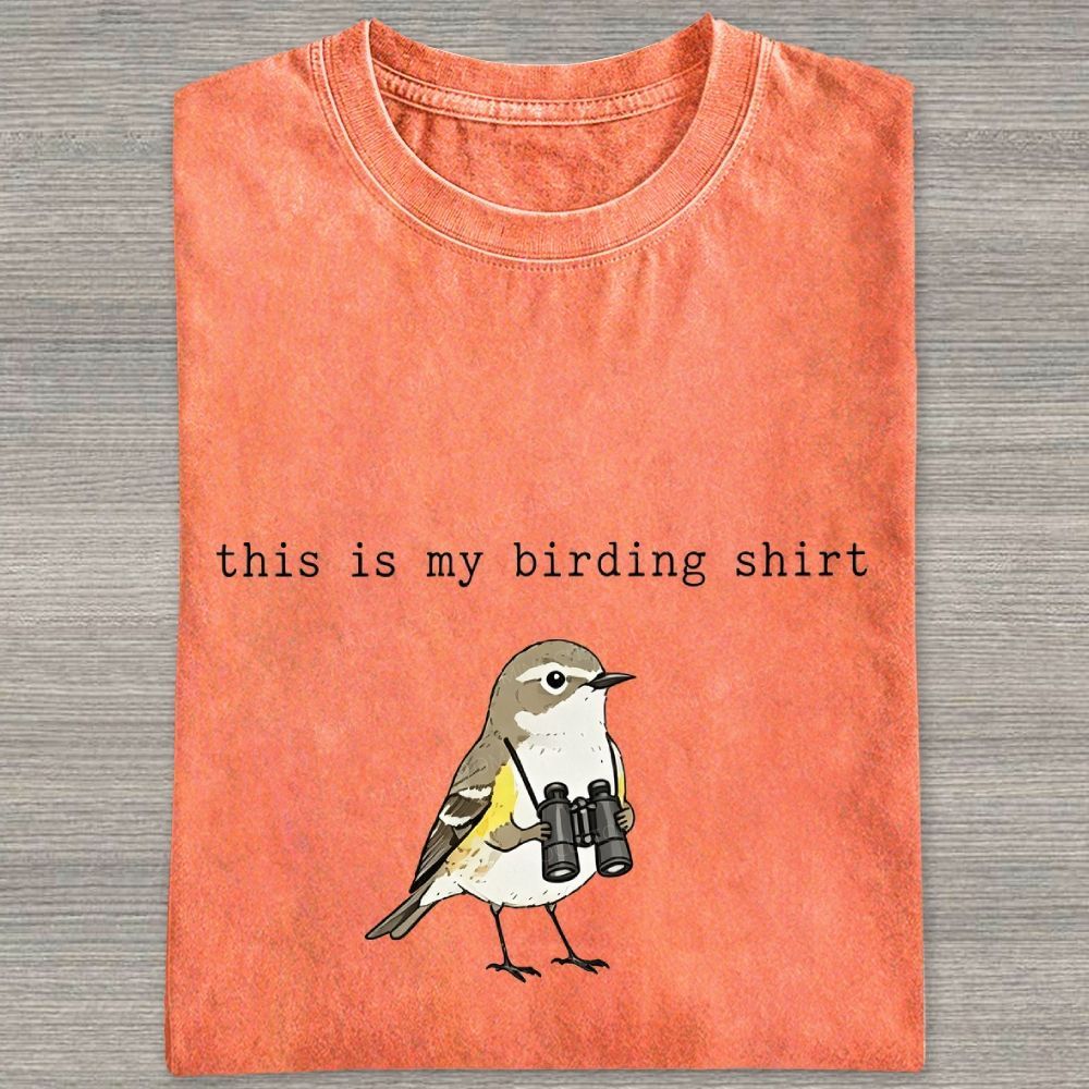 This Is My Birding Shirt Funny Bird Watcher Graphic Washed T-shirt