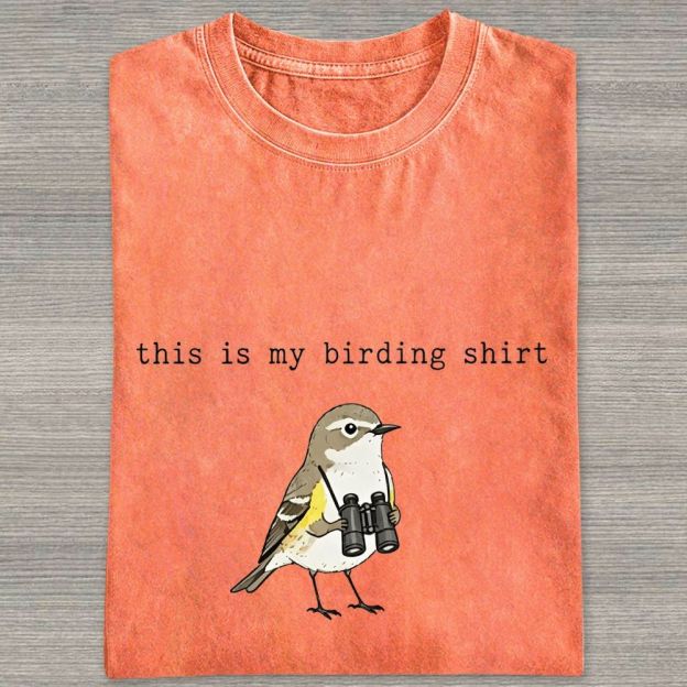 This Is My Birding Shirt Funny Bird Watcher Graphic Washed T-shirt