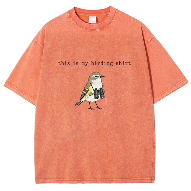 This Is My Birding Shirt Funny Bird Watcher Graphic Washed T-shirt
