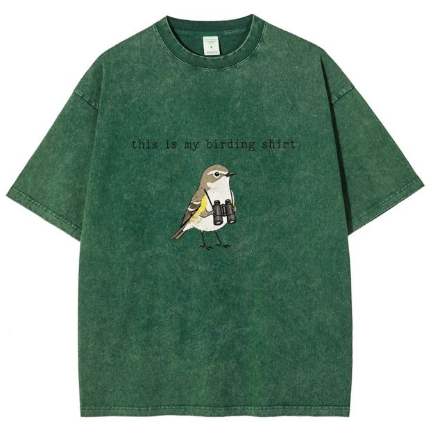 This Is My Birding Shirt Funny Bird Watcher Graphic Washed T-shirt