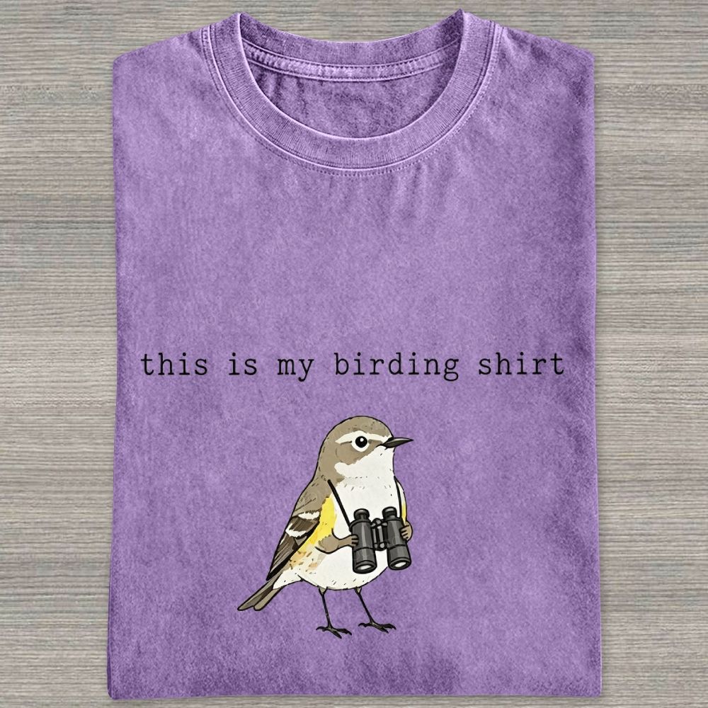 This Is My Birding Shirt Funny Bird Watcher Graphic Washed T-shirt