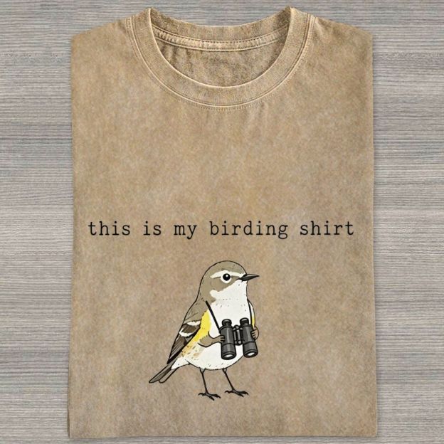 This Is My Birding Shirt Funny Bird Watcher Graphic Washed T-shirt