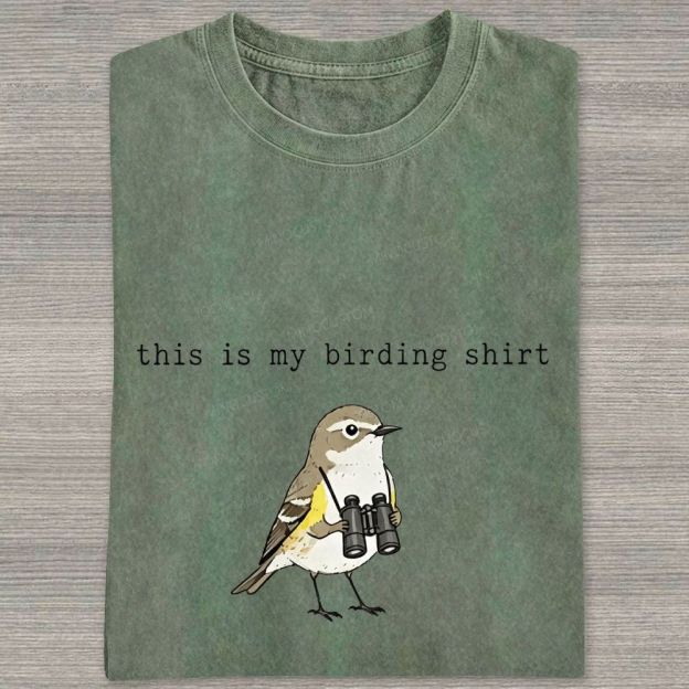 This Is My Birding Shirt Funny Bird Watcher Graphic Washed T-shirt