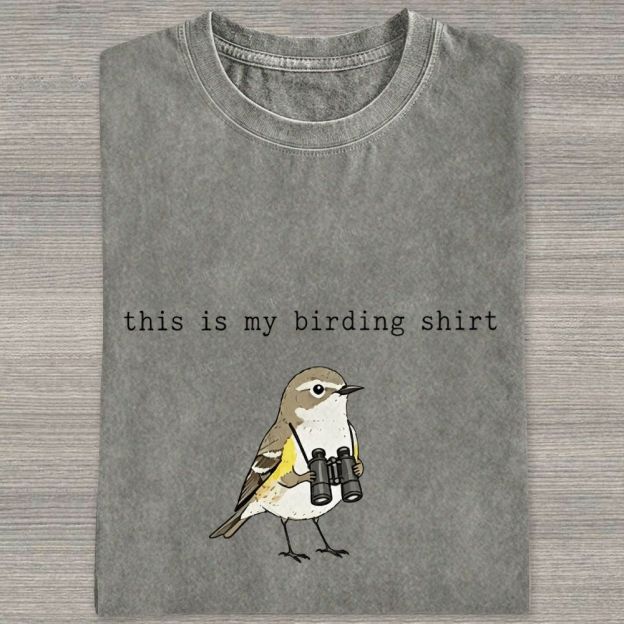 This Is My Birding Shirt Funny Bird Watcher Graphic Washed T-shirt