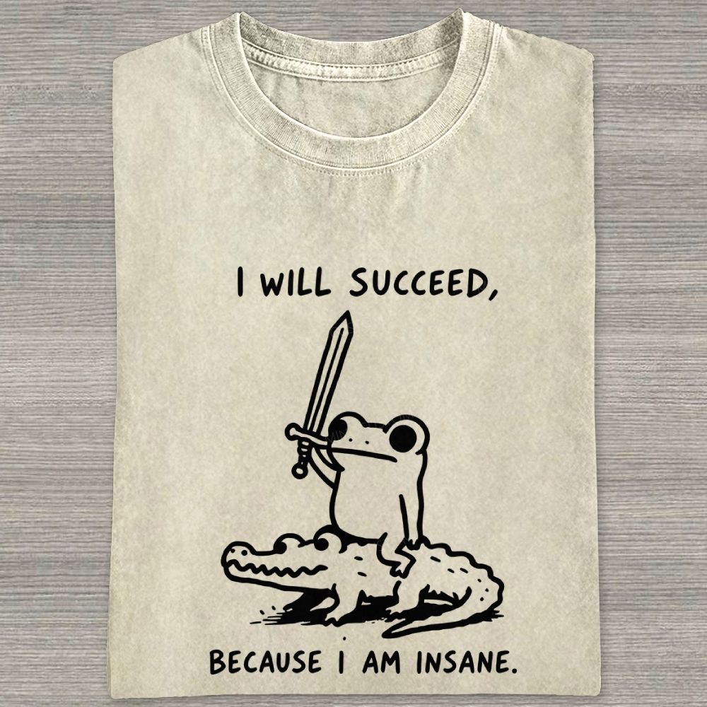  Funny Frog Warrior Riding Alligator Washed T-shirt