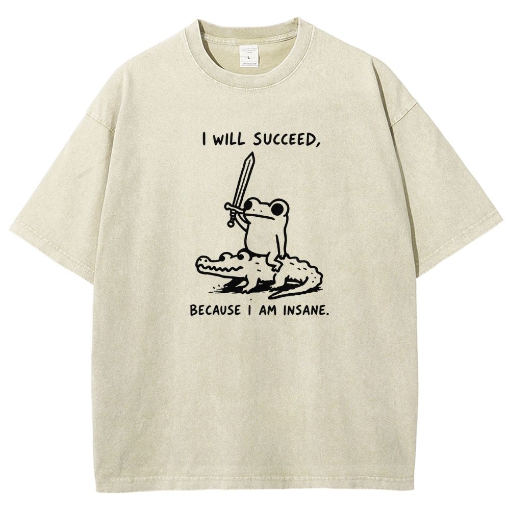 Funny Frog Warrior Riding Alligator Washed T-shirt