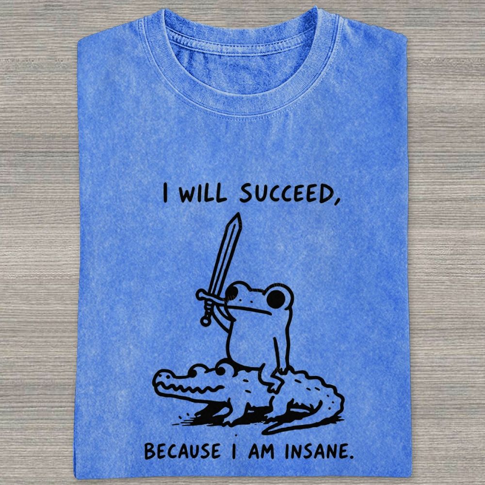  Funny Frog Warrior Riding Alligator Washed T-shirt
