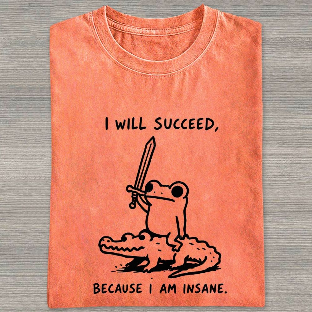  Funny Frog Warrior Riding Alligator Washed T-shirt