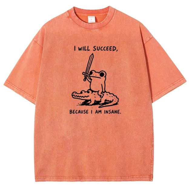  Funny Frog Warrior Riding Alligator Washed T-shirt