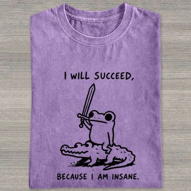  Funny Frog Warrior Riding Alligator Washed T-shirt