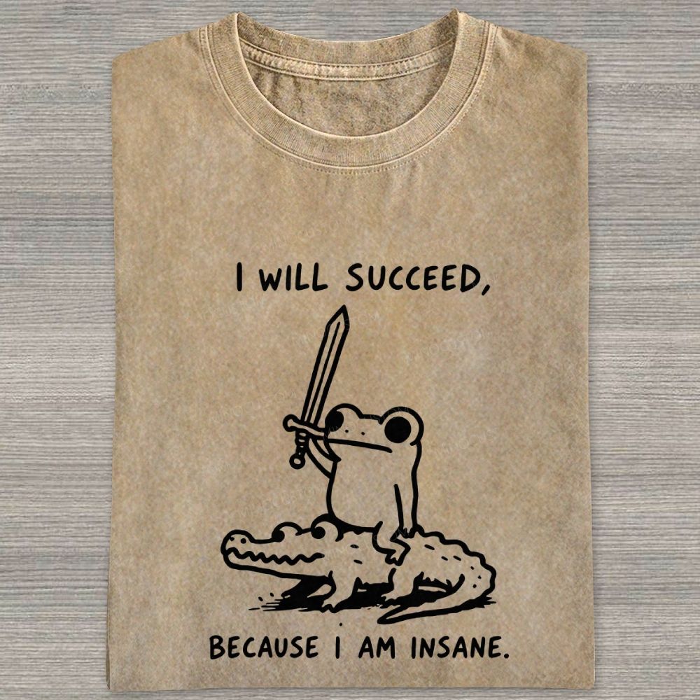  Funny Frog Warrior Riding Alligator Washed T-shirt