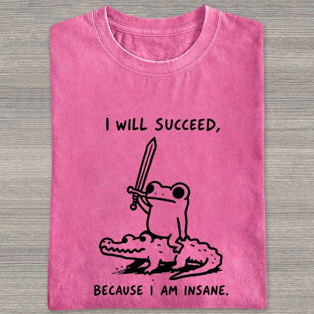  Funny Frog Warrior Riding Alligator Washed T-shirt