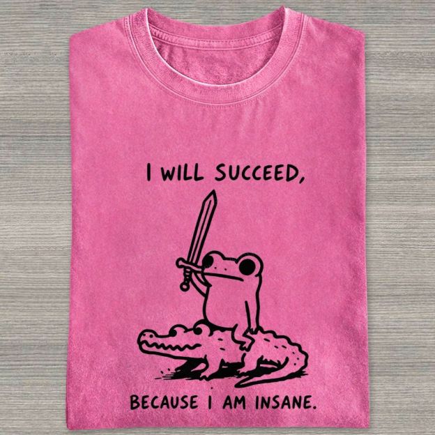 Funny Frog Warrior Riding Alligator Washed T-shirt