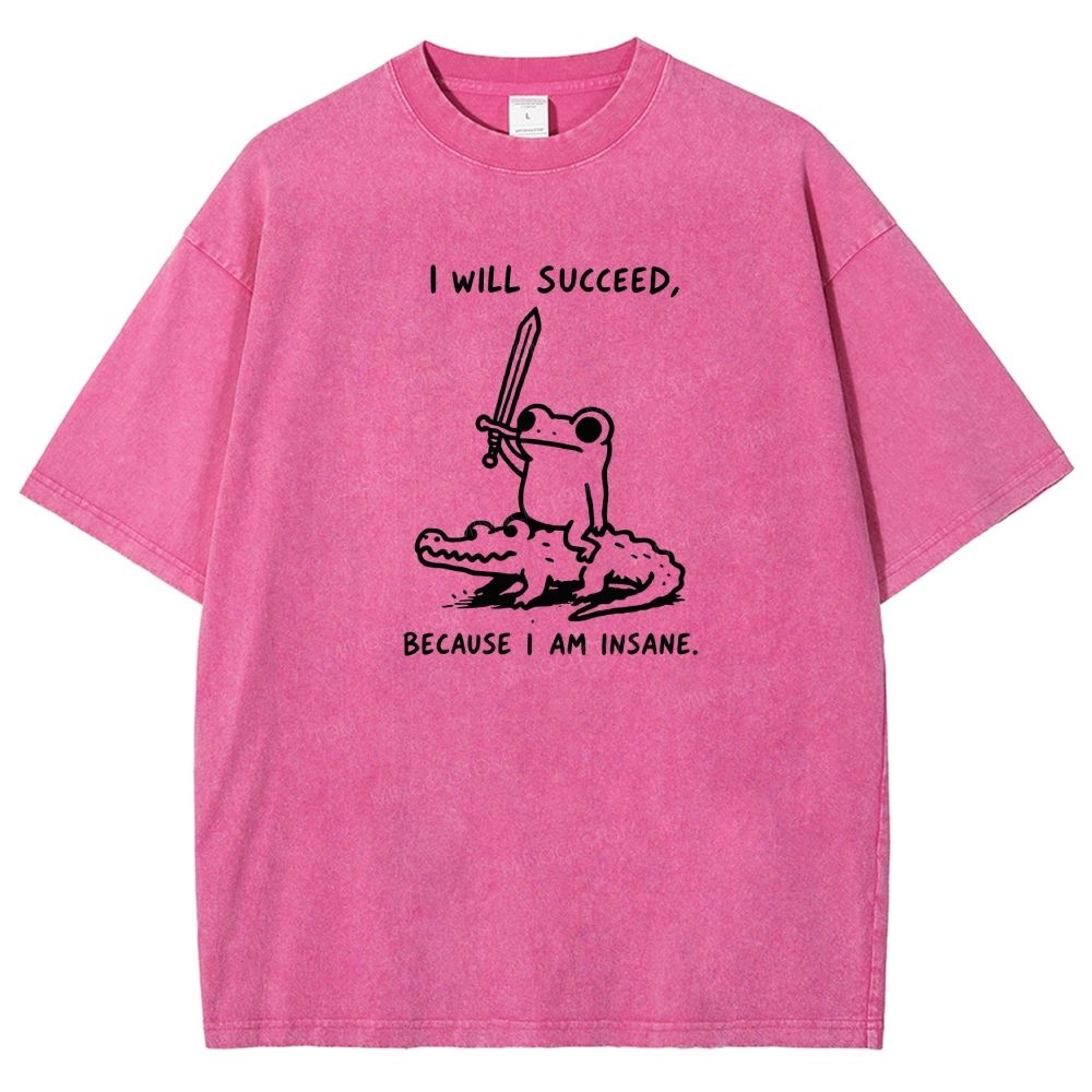  Funny Frog Warrior Riding Alligator Washed T-shirt