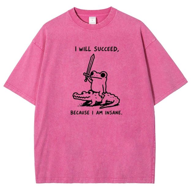  Funny Frog Warrior Riding Alligator Washed T-shirt