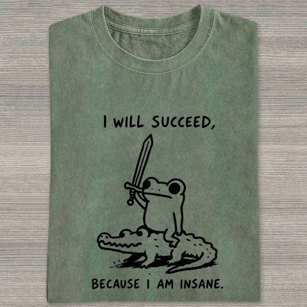  Funny Frog Warrior Riding Alligator Washed T-shirt