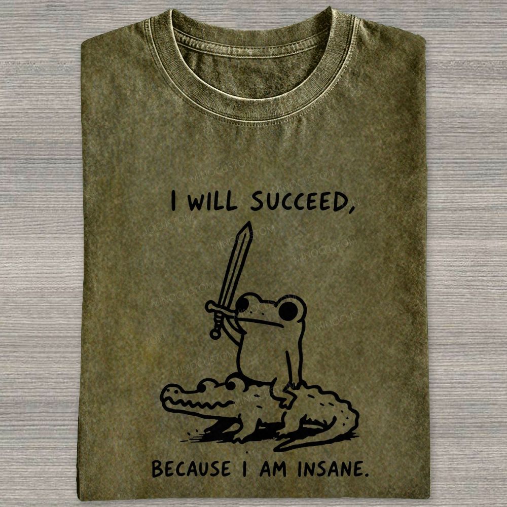  Funny Frog Warrior Riding Alligator Washed T-shirt