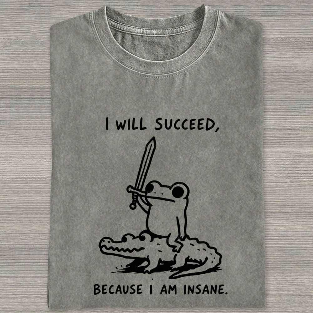  Funny Frog Warrior Riding Alligator Washed T-shirt