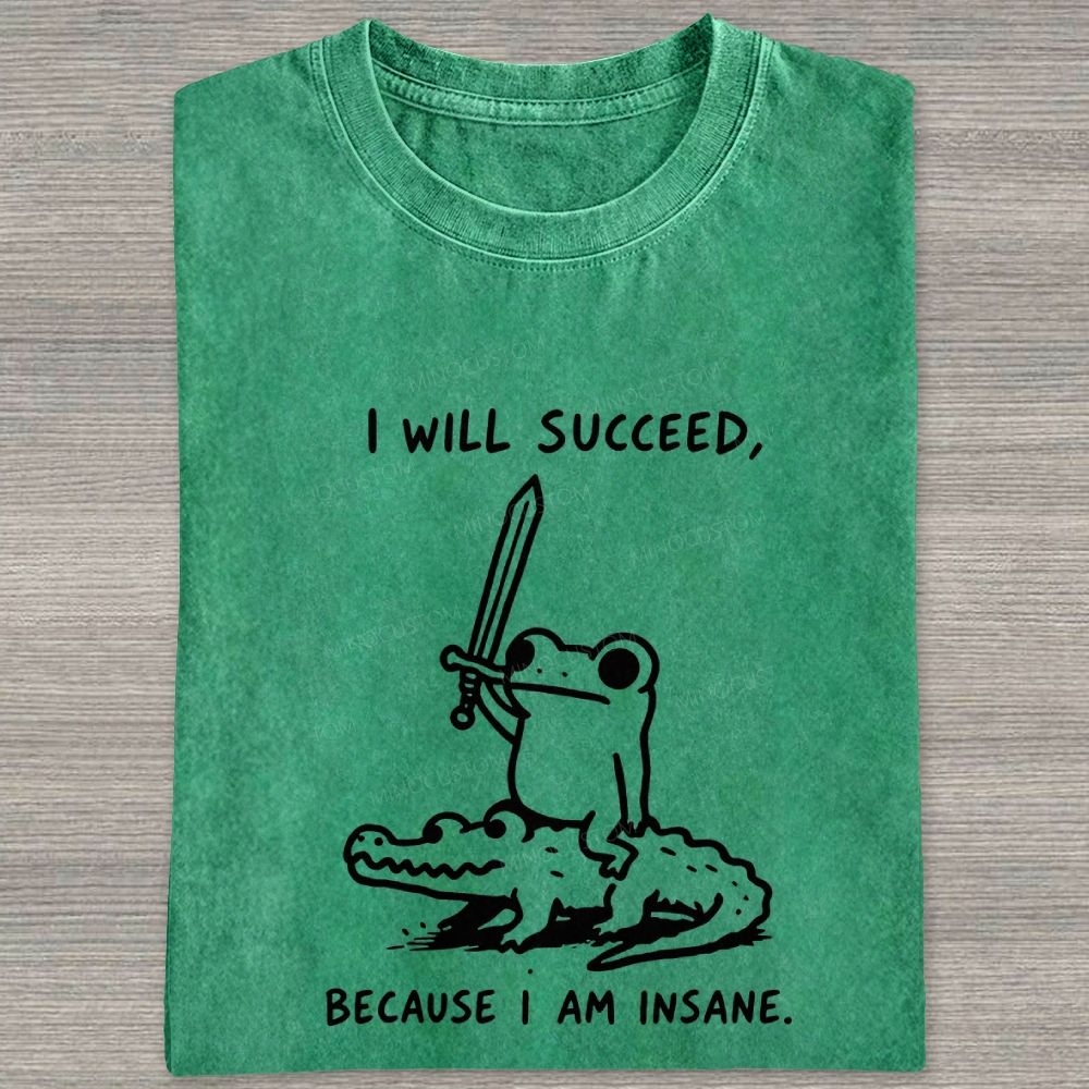 Funny Frog Warrior Riding Alligator Washed T-shirt
