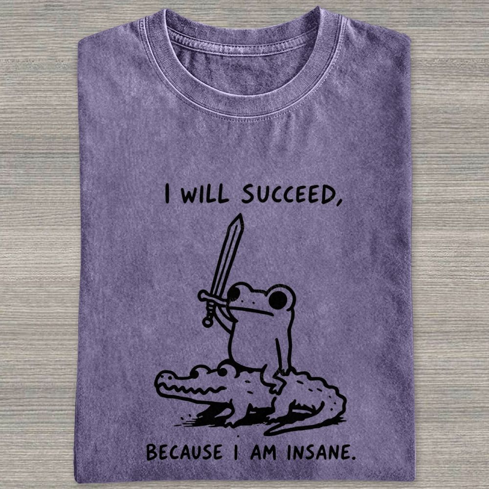 Funny Frog Warrior Riding Alligator Washed T-shirt