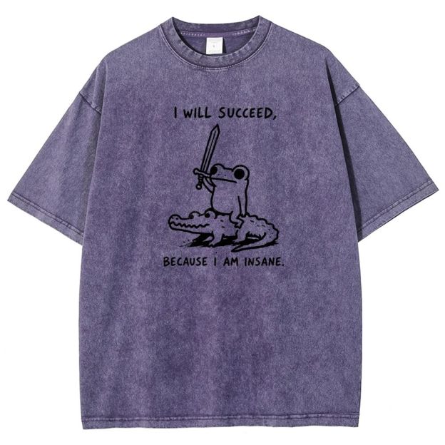  Funny Frog Warrior Riding Alligator Washed T-shirt
