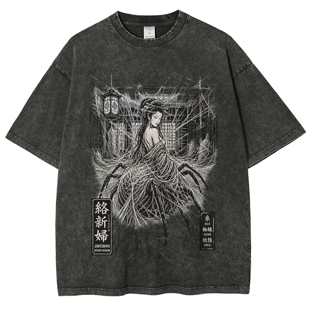 Spider Yokai Geisha Silky Web Vintage Washed T-Shirt