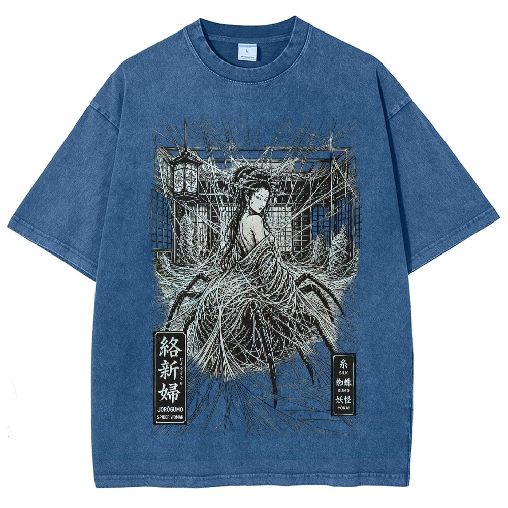 Spider Yokai Geisha Silky Web Vintage Washed T-Shirt