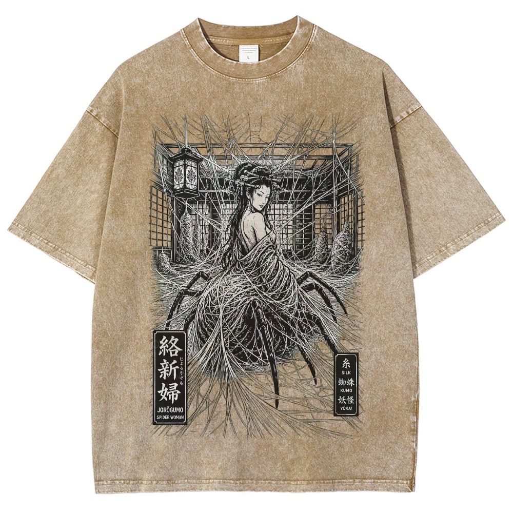 Spider Yokai Geisha Silky Web Vintage Washed T-Shirt