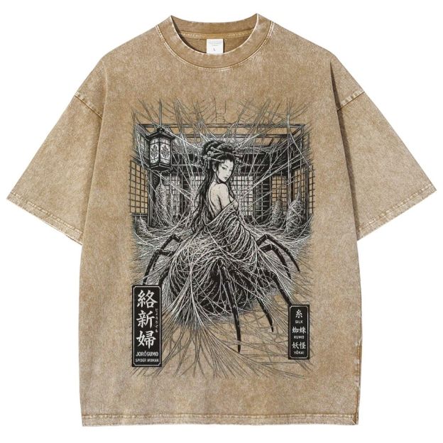 Spider Yokai Geisha Silky Web Vintage Washed T-Shirt