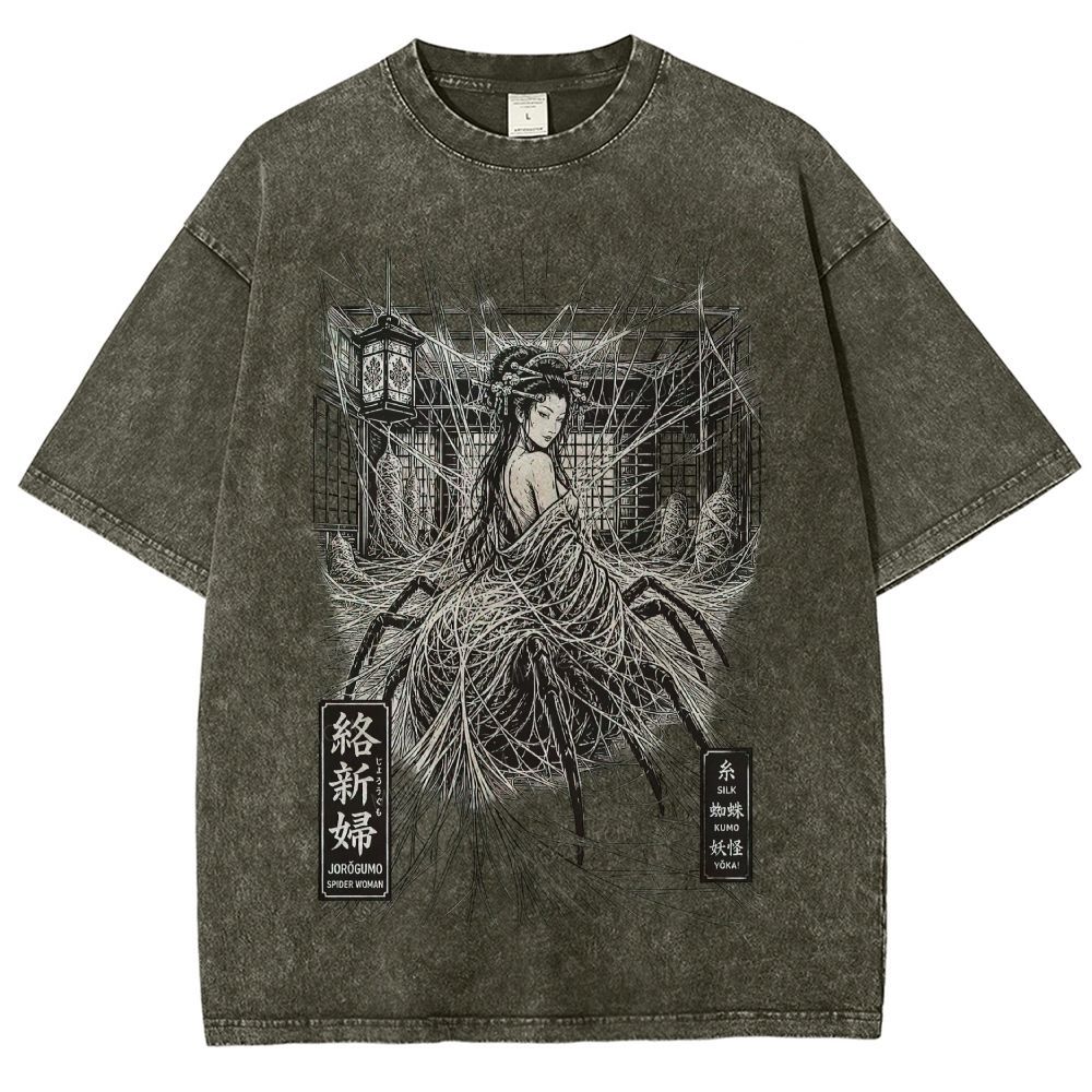 Spider Yokai Geisha Silky Web Vintage Washed T-Shirt