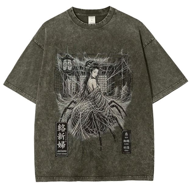 Spider Yokai Geisha Silky Web Vintage Washed T-Shirt