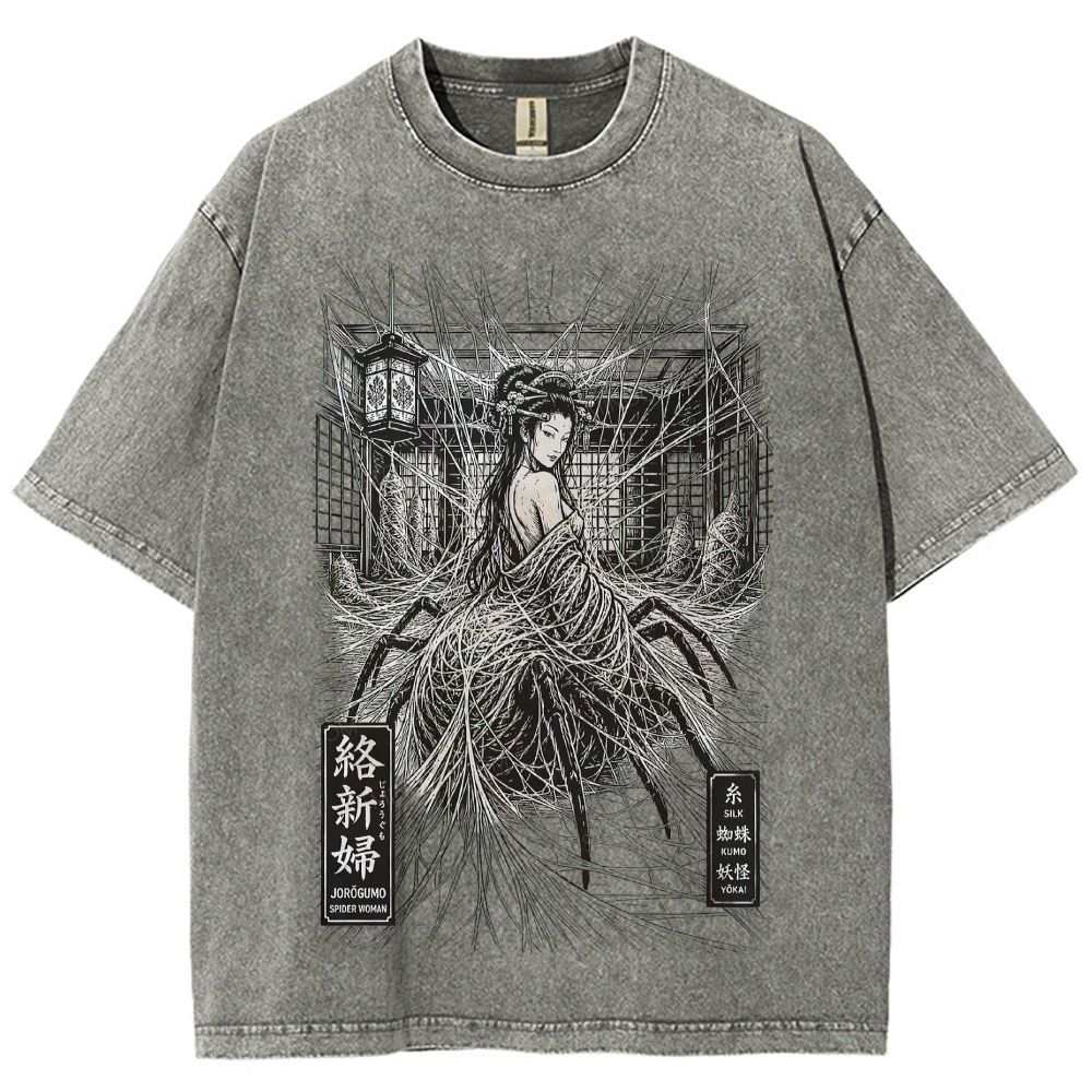 Spider Yokai Geisha Silky Web Vintage Washed T-Shirt