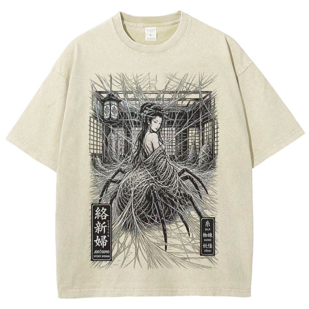 Spider Yokai Geisha Silky Web Vintage Washed T-Shirt