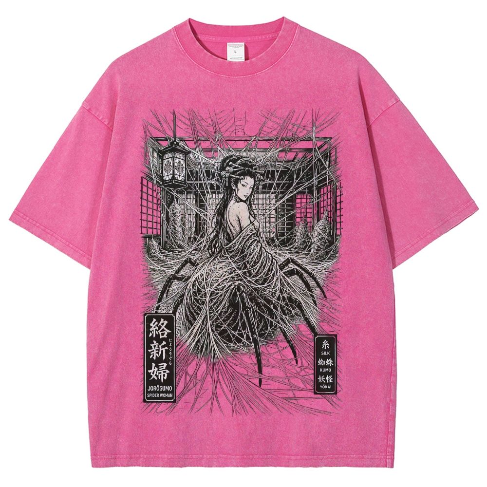 Spider Yokai Geisha Silky Web Vintage Washed T-Shirt