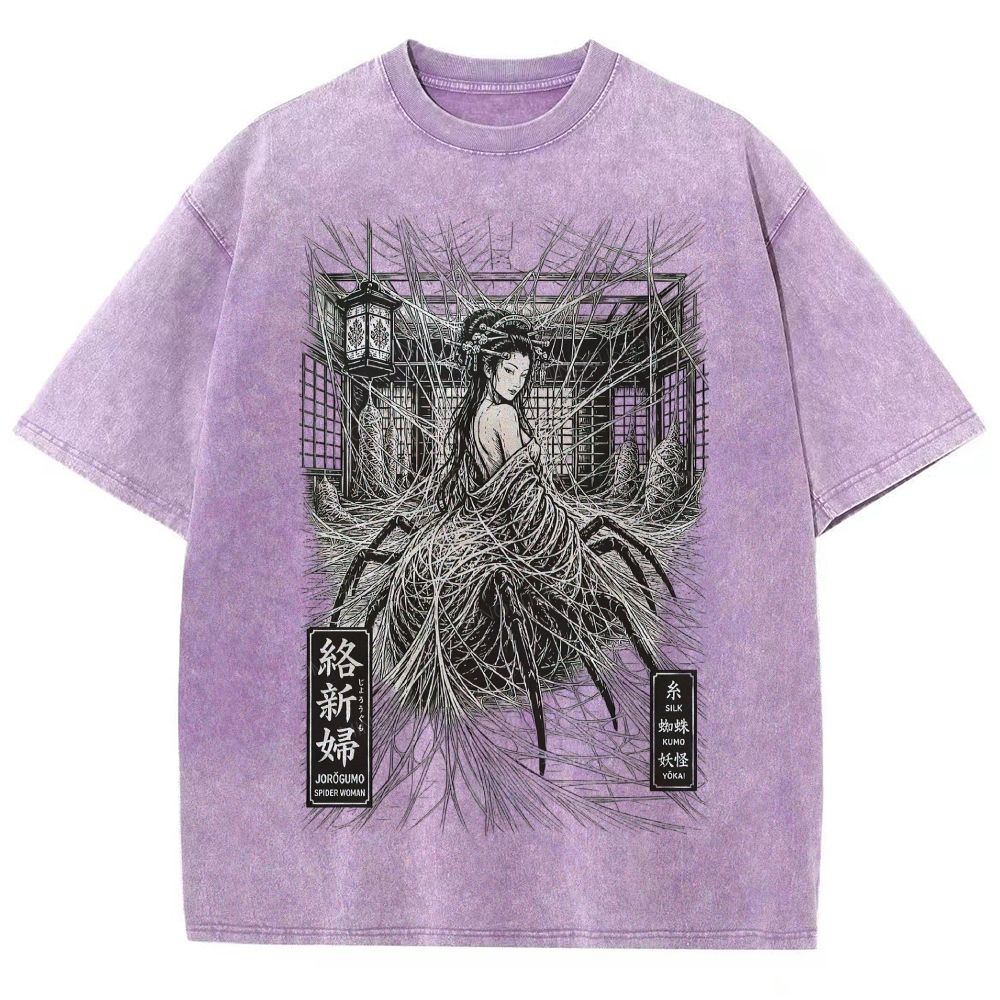 Spider Yokai Geisha Silky Web Vintage Washed T-Shirt