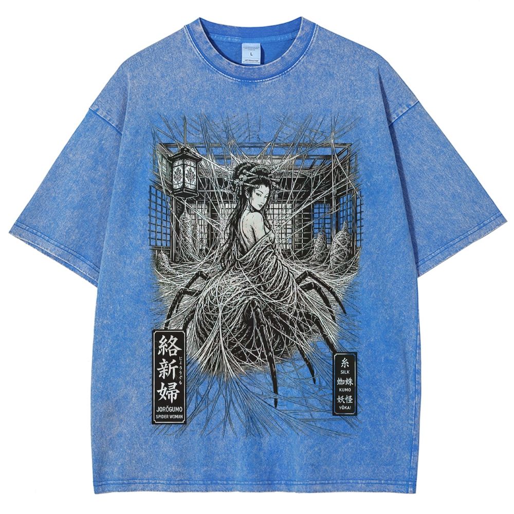 Spider Yokai Geisha Silky Web Vintage Washed T-Shirt