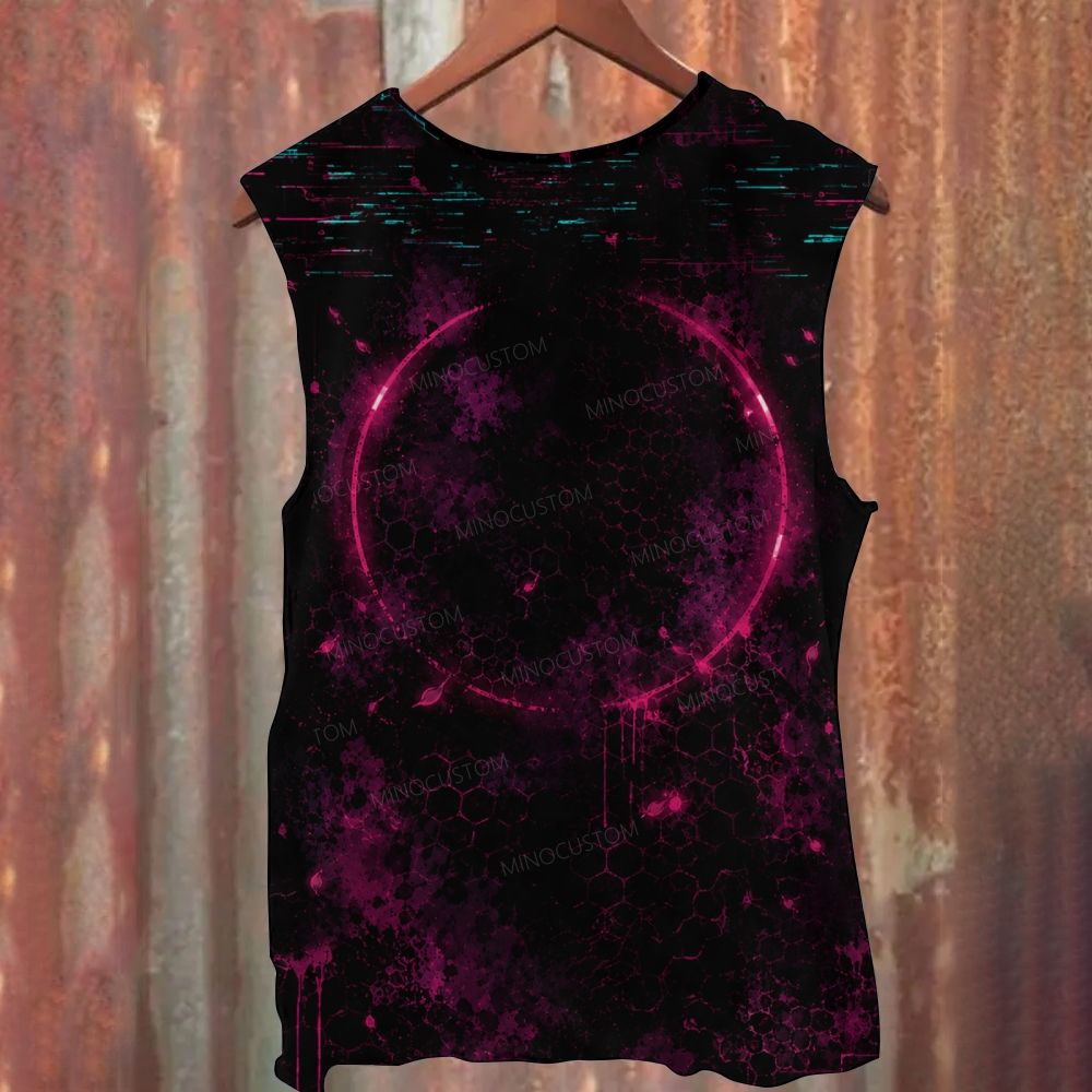 Geisha Skeletal Limbs Hannya Mask Neon Cyber Printed Tank Top