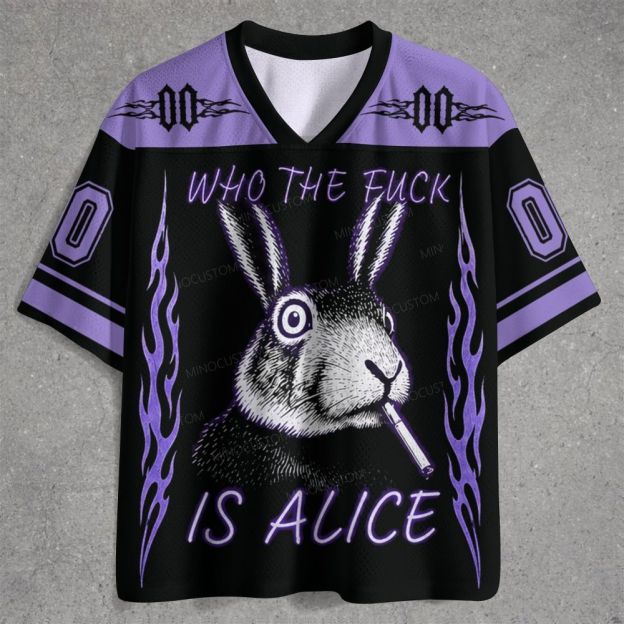Trippy Smoking Hare Retro Flame Graphic Jersey Shirts