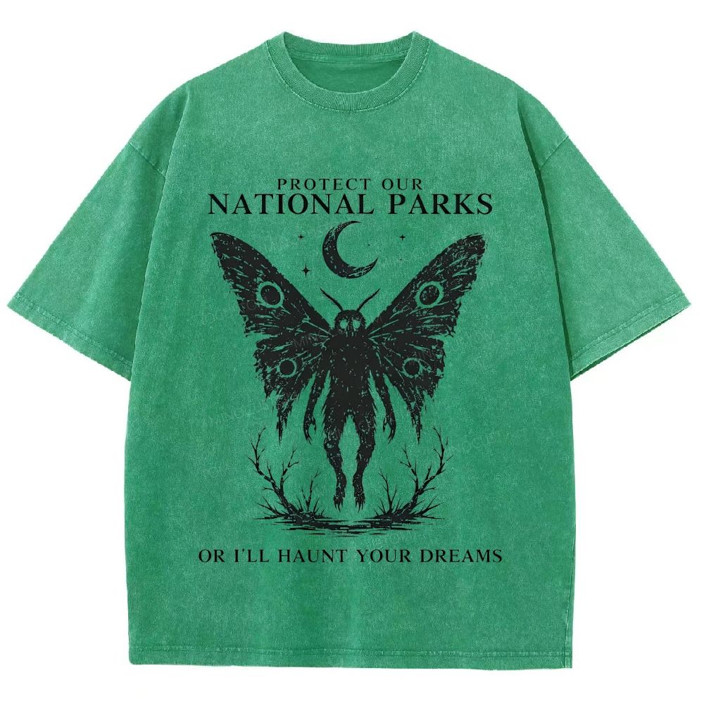 Vintage Wash Mothman Cryptid Graphic Washed T-Shirt